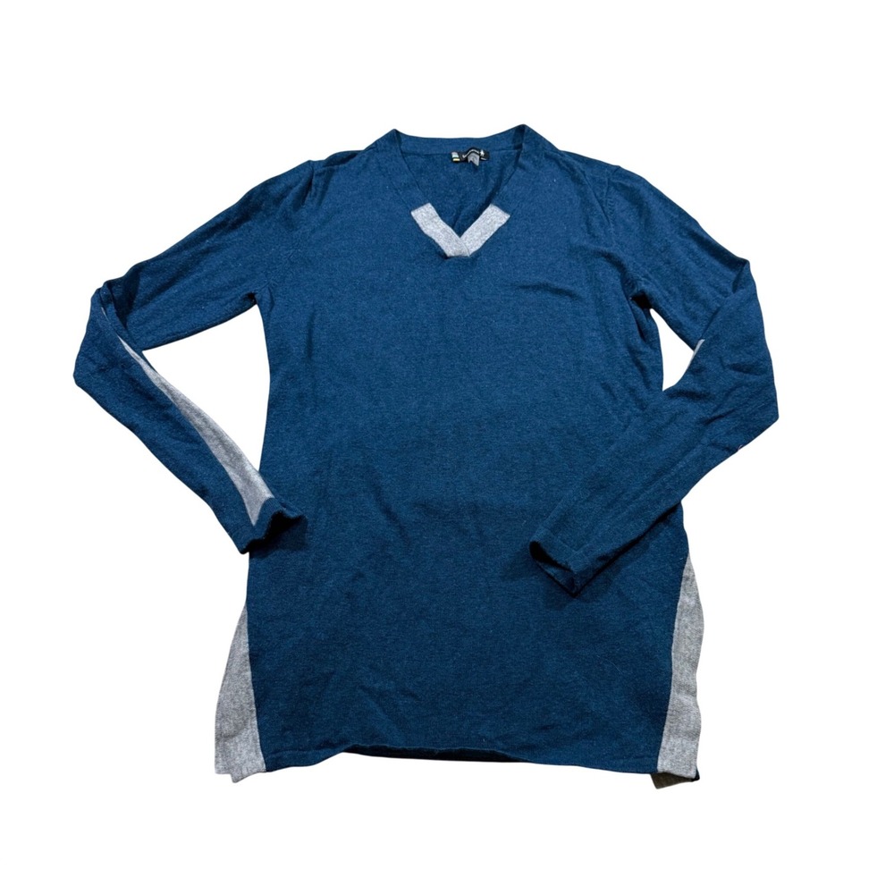 Smartwool Merino Wool V-Neck Sweater Colorblock Tunic Knit Top Sustainable S